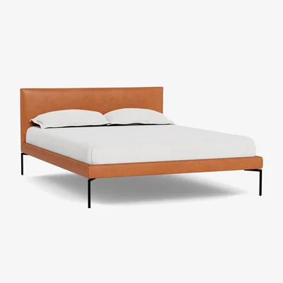 Heal's Heal's Matera Bedstead Double Daino Leather Treacle Black Feet - Heal's UK Bedroom Furniture