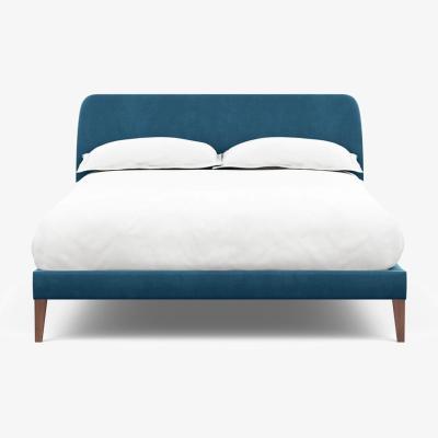 Heal's Heal's Wallis Bedstead Double Smart Linen Mix Grey Walnut Feet - Heal's UK Bedroom Furniture