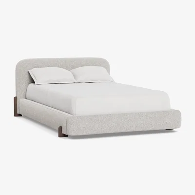 Heal's Heal's Nuvola Double Bed Brushed Cotton Mist Walnut Stained Oak Feet - Heal's UK Bedroom Furniture