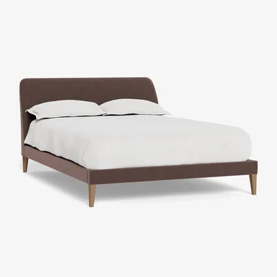 Heal's Heal's Wallis Bed Double Velvet Mink Black Feet - Heal's UK Bedroom Furniture