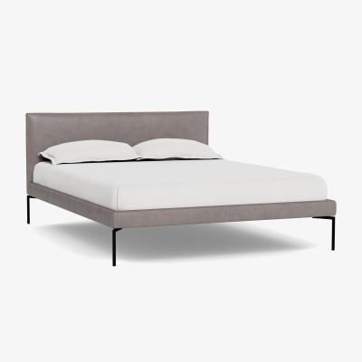 Heal's Heal's Matera Bedstead Double Daino Leather Elephant Grey Black Feet - Heal's UK Bedroom Furniture