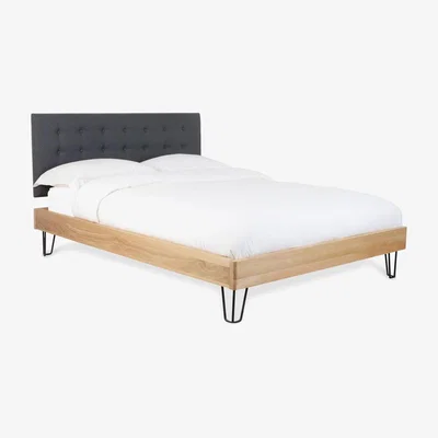 Heal's Heal's Brunel Bed Fabric Headboard Double Grey Oak