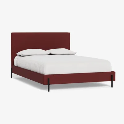 Heal's Heal's Tortona Double Bed Capelo Linen-Cotton Etruscan Red Black Feet