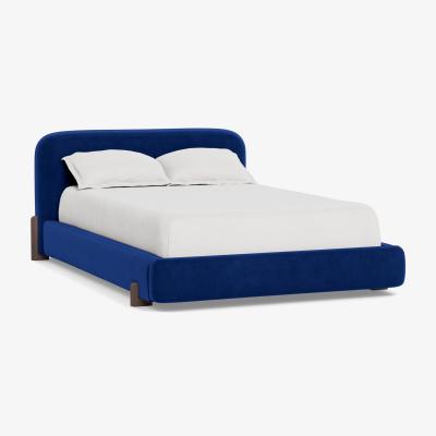 Heal's Heal's Nuvola Double Bed Smart Luxe Velvet Azure Natural Oak Feet - Heal's UK Bedroom Furniture