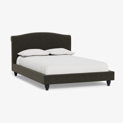 Heal's Heal's Devon Double Bed Velvet Charcoal Black Beech Feet
