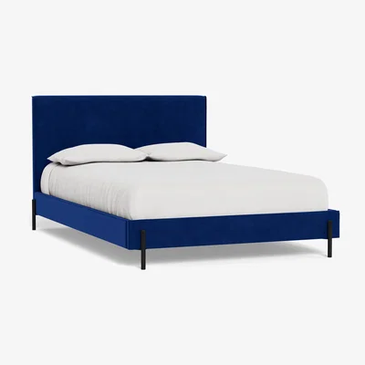 Heal's Heal's Tortona Double Bed Smart Luxe Velvet Azure Black Feet