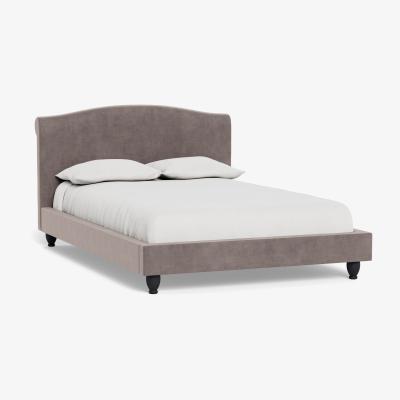 Heal's Heal's Devon Double Bed Smart Luxe Velvet Mushroom Black Beech Feet