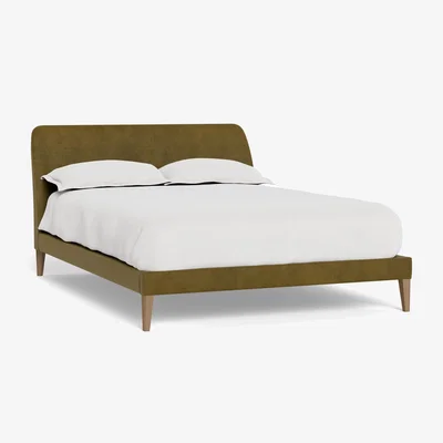 Heal's Heal's Wallis Bedstead Double Smart Luxe Velvet Peridot Stained Oak Feet