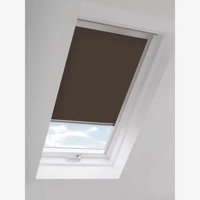 John Lewis John Lewis & Partners Blackout Skylight Blind with Silver Frame, Brown