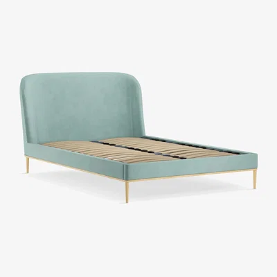John Lewis John Lewis Show-Wood Upholstered Bed Frame, Double, Deep Velvet Eau De Nil