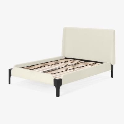Made.com Roscoe Double Bed, Whitewash Boucle & Black Stain Beech