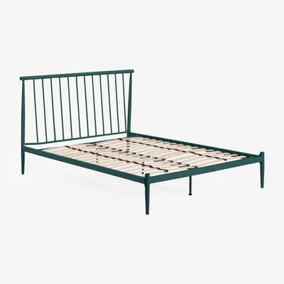 Made.com Penn Double Bed, Peacock Green Metal 
