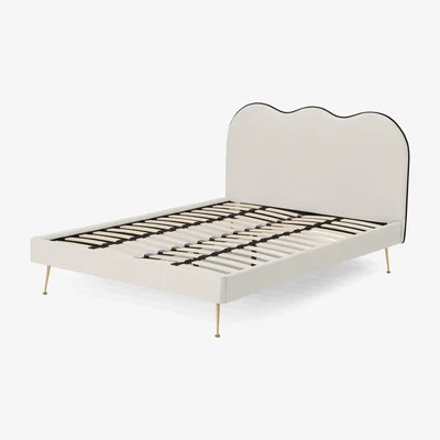 Made.com Fenella Double Bed, Oatmeal Weave & Brass
