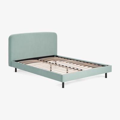 Made.com Besley Double Bed, Coral Blue Corduroy & Black
