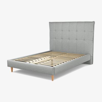 Made.com Lamas Double Bed, Wolf Grey Wool with Oak Legs