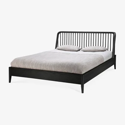 Made in Design Spindle Double bed - / For mattress 180 x 200 cm - Solid oak by Ethnicraft Black