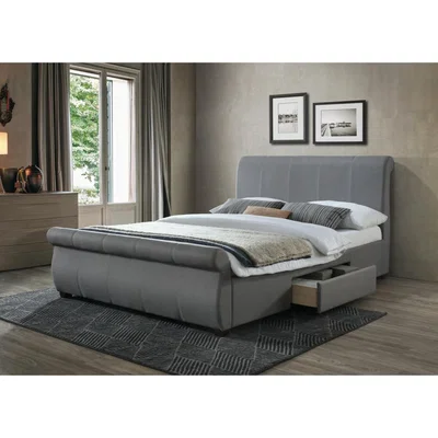 Oak&More Guam Grey Fabric Double Bed