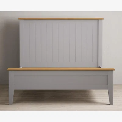 Oak&More Weymouth Oak and Light Grey Painted Double Bed