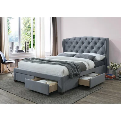 Oak&More Indiana Grey Velvet Double Bed