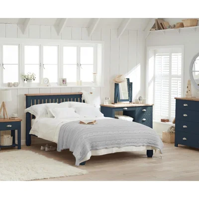 Oak&More Somerset Oak and Blue Double Bed