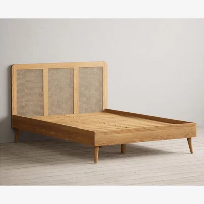 Oak&More Oak Rattan Double Bed