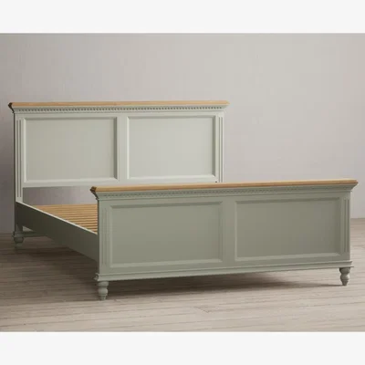 Oak&More Francis Oak and Soft Green Painted Double Bed