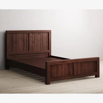 Oak&More Dakota Dark Acacia and Metal Double Bed