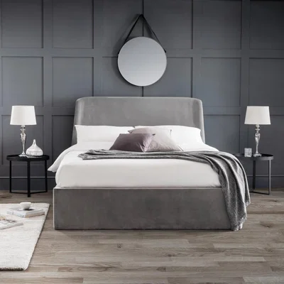 Olivia's Olivia's Curved Velvet Double Bed Frame in Grey