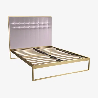 Olivia's Gillmore Federico Brass Frame Blush Upholstered Headboard Bed / Double