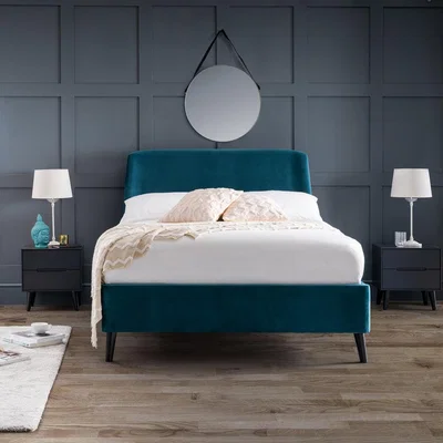 Olivia's Olivia's Curved Velvet Double Bed Frame in Teal