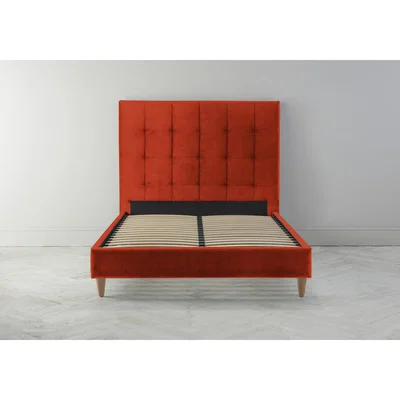 Perch and Parrow Hopper 4'6 Double Ottoman Bed Frame in Marmalade Orange"