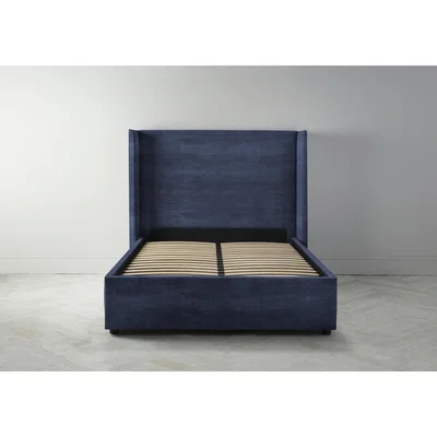 Perch and Parrow Suzie 4'6 Double Ottoman Bed Frame in Blue Lavender"