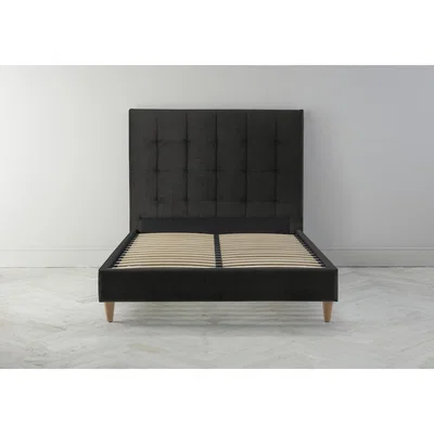 Perch and Parrow Hopper 4'6 Double Bed Frame in Obsidian Black"