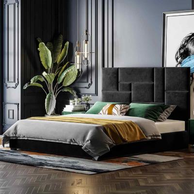 The Range Bera Upholstered Plush Velvet Bed Frame - Black / Double