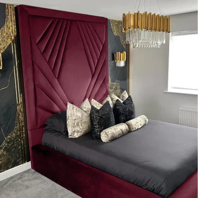 The Range Solia Plush Bed Frame - Maroon / Double