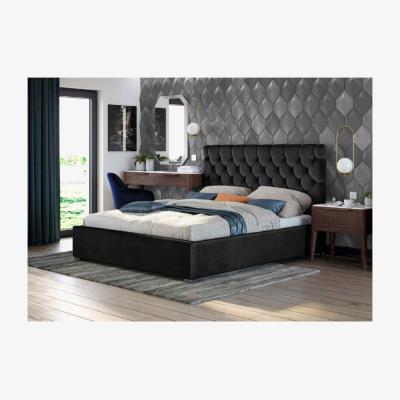 The Range Ragnhilda Upholstered Plush Velvet Bed Frame - Black / Double