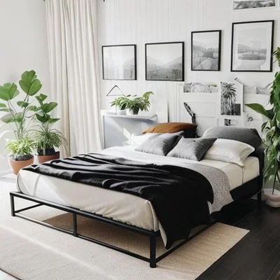 The Range Extra Strong Double Platform Bed Frame - Black