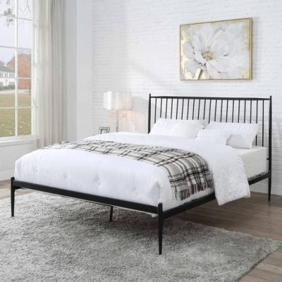 The Range Newport Modern Slatted Black Metal Bed Frame - Black / Double
