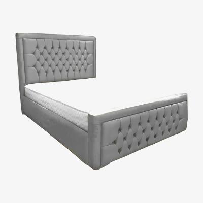 The Range Hilton Chesterfield Bumper Upholstered Bed Frame  - Silver / Double