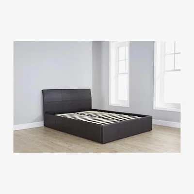 The Range Ascot Ottoman Bed Frame - Brown / Double / No / Faux Leather