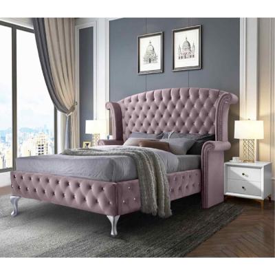 The Range Patricia Upholstered Plush Velvet Bed Frame - Pink / Double