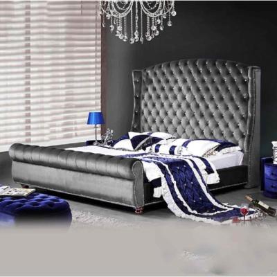 The Range Ragnild Upholstered Plush Velvet Bed Frame - Grey / Double