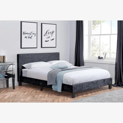 The Range Berlin Double Bed - Black Crushed Velvet
