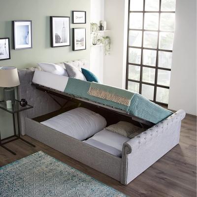 The Range Ottoman Storage Bed Sleigh Bed - Grey / Double / No