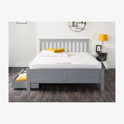 The Range Azure Modern Solid Pine Grey Bed - Grey / Double / Bed Frame & 4 Drawers