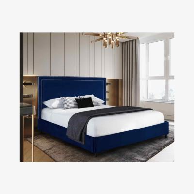 The Range Richard Upholstered Plush Velvet Bed Frame - Blue / Double