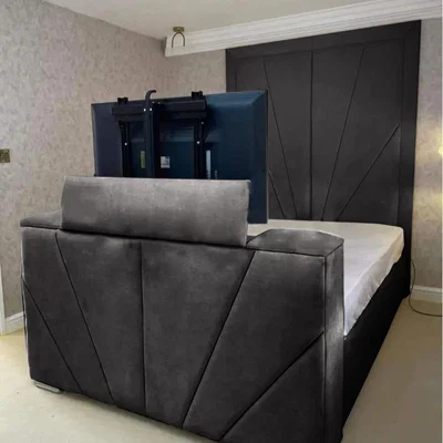 The Range Rosie Plush TV Bed Frame - Black / Double