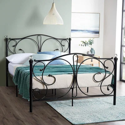 The Range Crystal Metal Bed Frame With Hybrid Mattress - Black / Double
