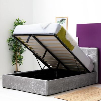 The Range Lowther Silver Crushed Velvet Ottoman Storage Bed - Silver / Double