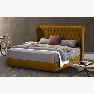 The Range Marie Upholstered Plush Velvet Bed Frame - Yellow / Double